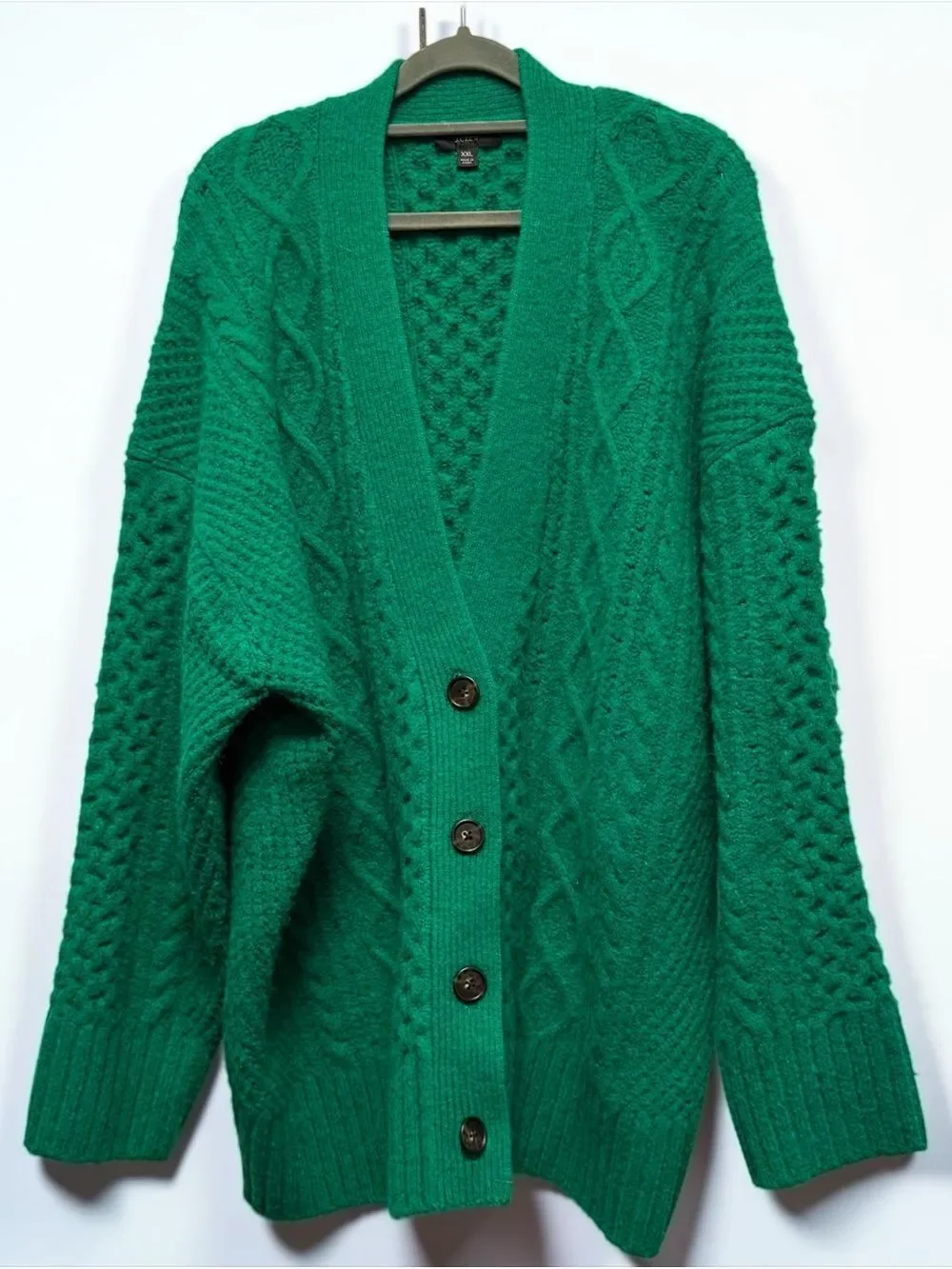 J. Crew Oversized Cable Knit Stretch Cardigan Alpaca Wool XXL
